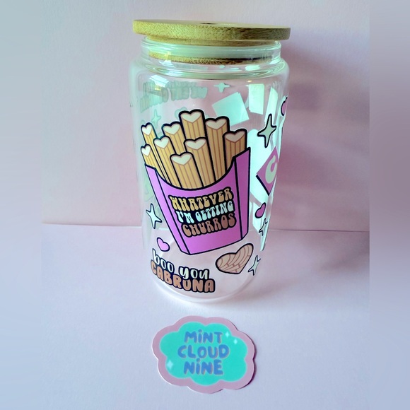 ❗️2/$22❗️GLASS CUP BAMBOO LID & STAINLESS STEEL STRAW - CHISME CAFECITO - Picture 2 of 5